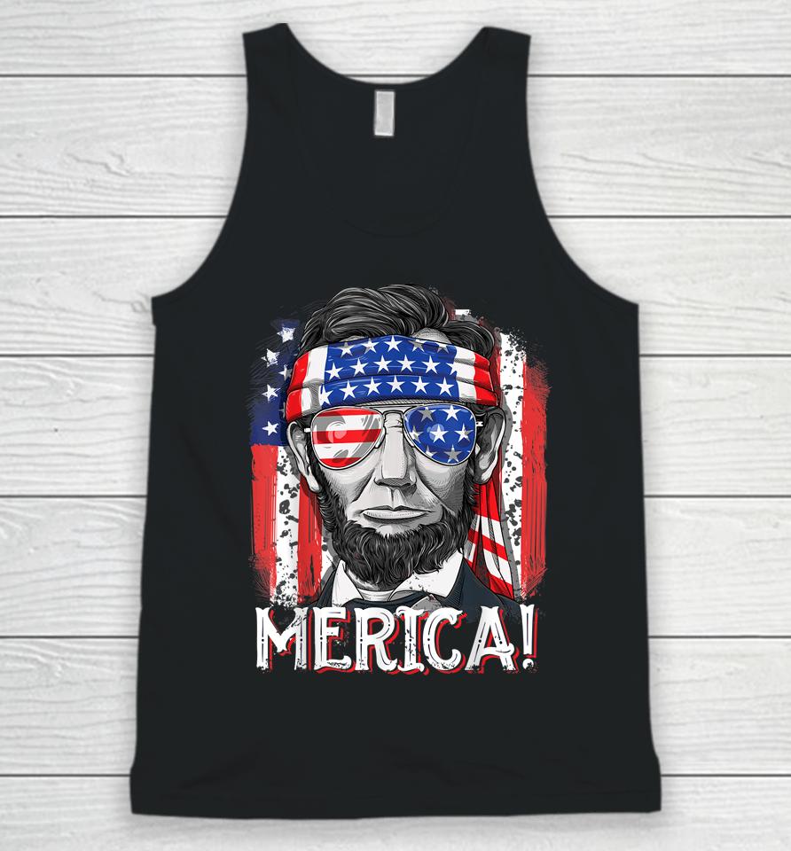 Abraham Lincoln 4Th Of July Merica American Flag Unisex Tank Top