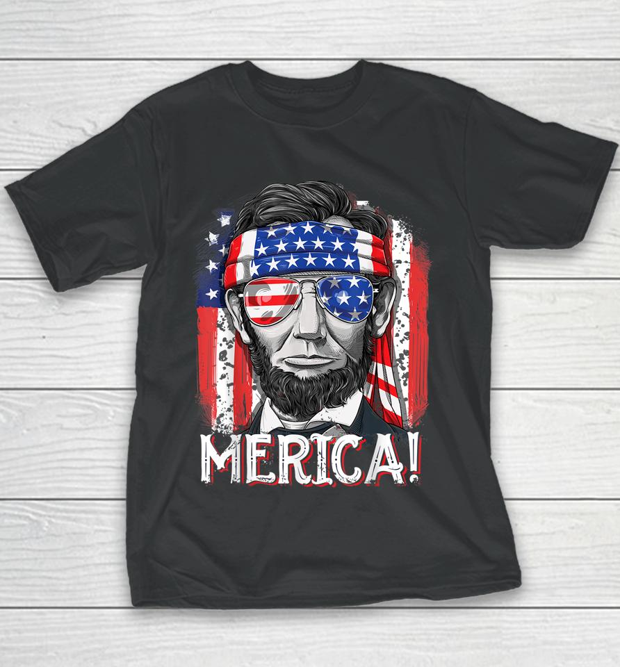 Abraham Lincoln 4Th Of July Merica American Flag Youth T-Shirt
