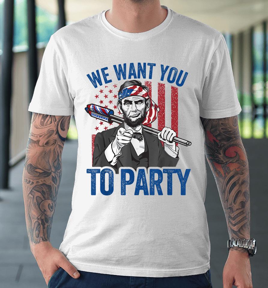 Abraham Lincoln 4Th Of July Shirt Men American Usa Flag Premium T-Shirt