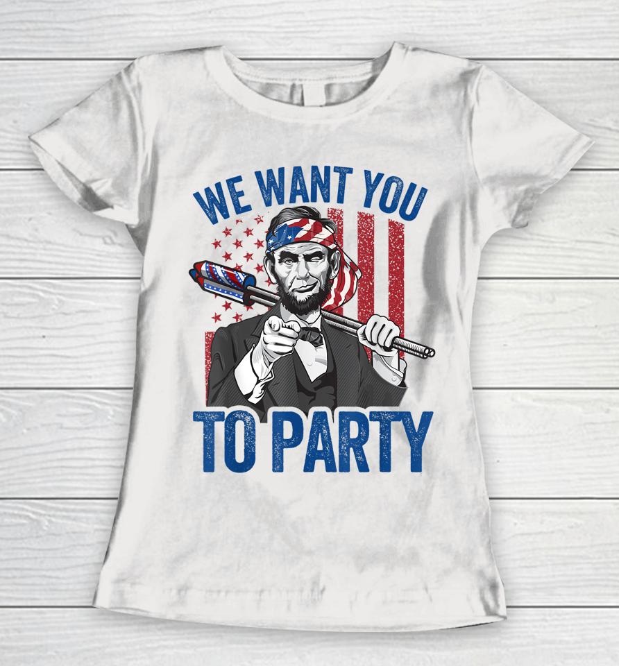 Abraham Lincoln 4Th Of July Shirt Men American Usa Flag Women T-Shirt