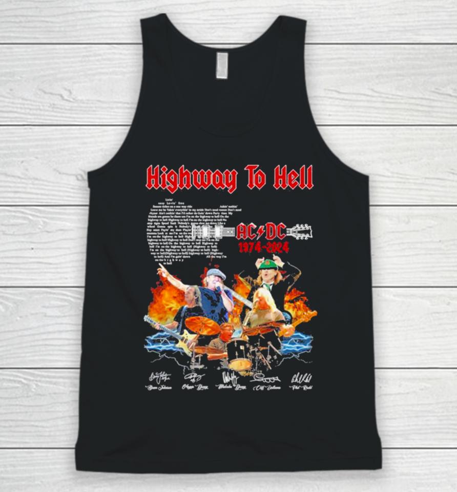 Ac Dc High To Hell 1974 2024 Signatures Unisex Tank Top