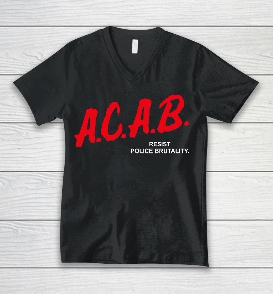 Acab Resist Police Brutality Unisex V-Neck T-Shirt