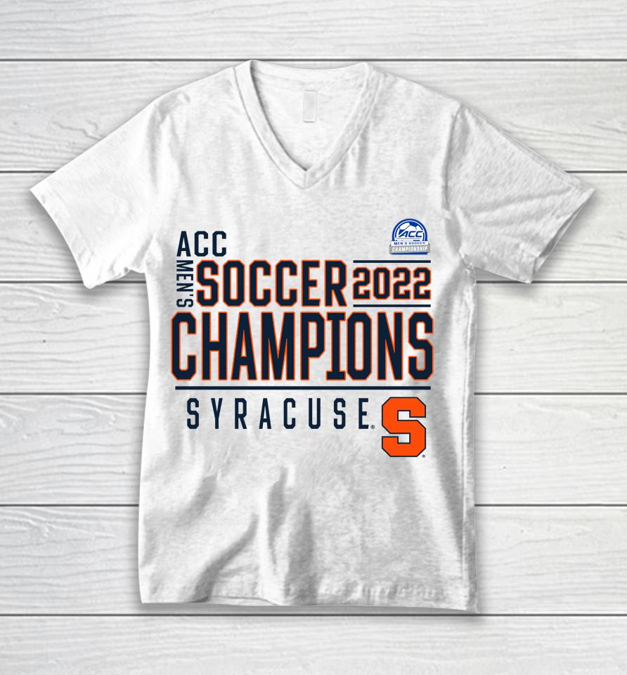 Acc Men's Soccer 2022 Champions Syracuse Unisex V-Neck T-Shirt