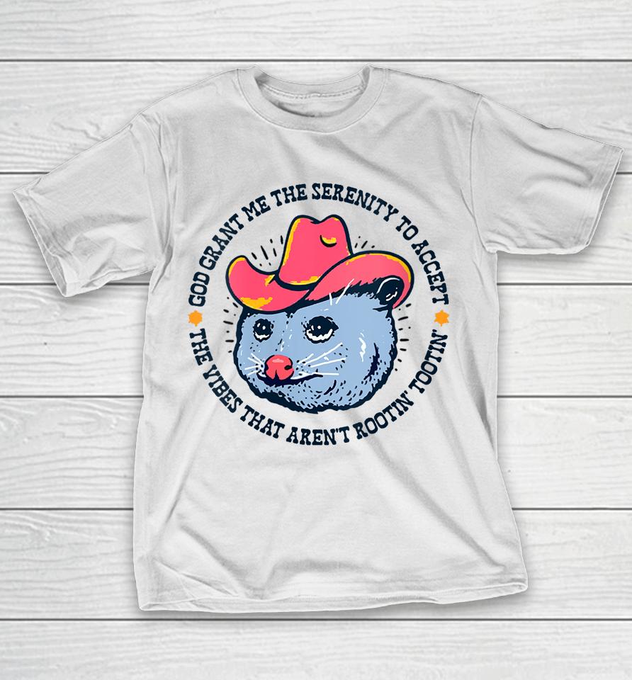 Accept The Vibes That Aren't Rootin' Tootin' Funny Opossum T-Shirt