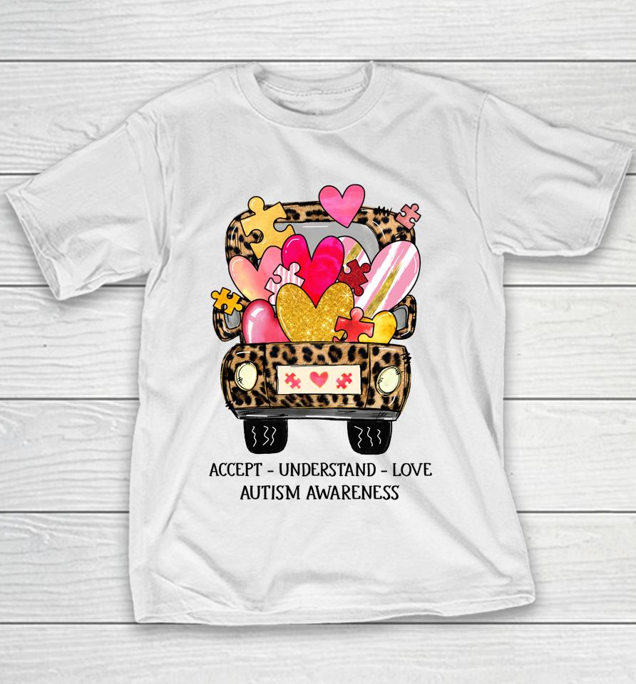 Accept Understand Love Autism Awareness Support Valentine Youth T-Shirt