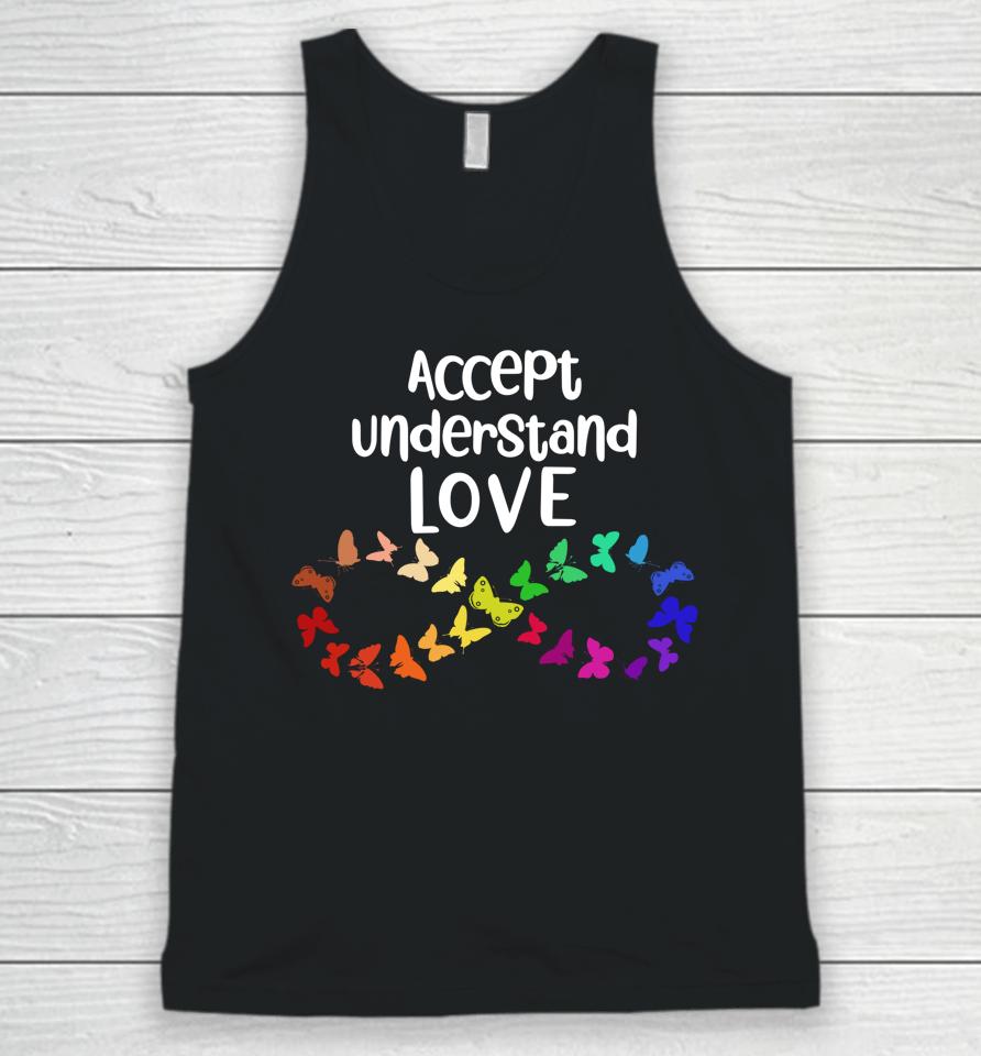 Accept Understand Love Neurodiversity Infinity Autism Unisex Tank Top