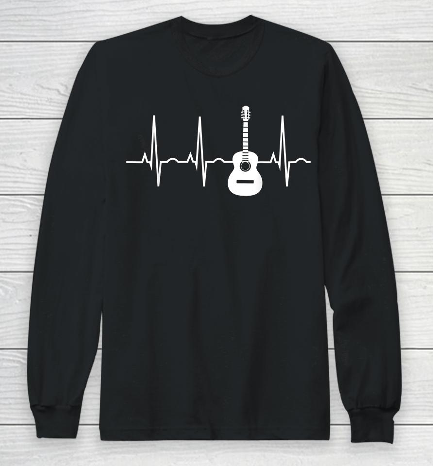 Acoustic Guitar Heartbeat Long Sleeve T-Shirt