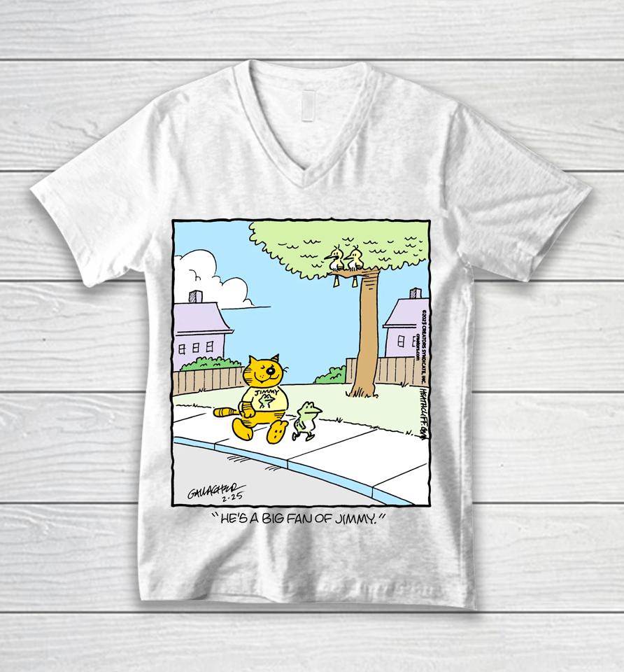 Actual Heathcliff Comics He's A Big Fan Of Fimmy Unisex V-Neck T-Shirt