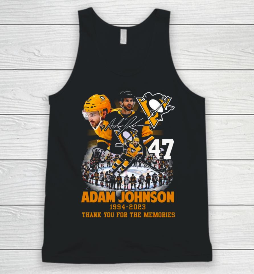 Adam Johnson Pittsburgh Penguins 1994 2023 Thank You For The Memories Signatures Unisex Tank Top