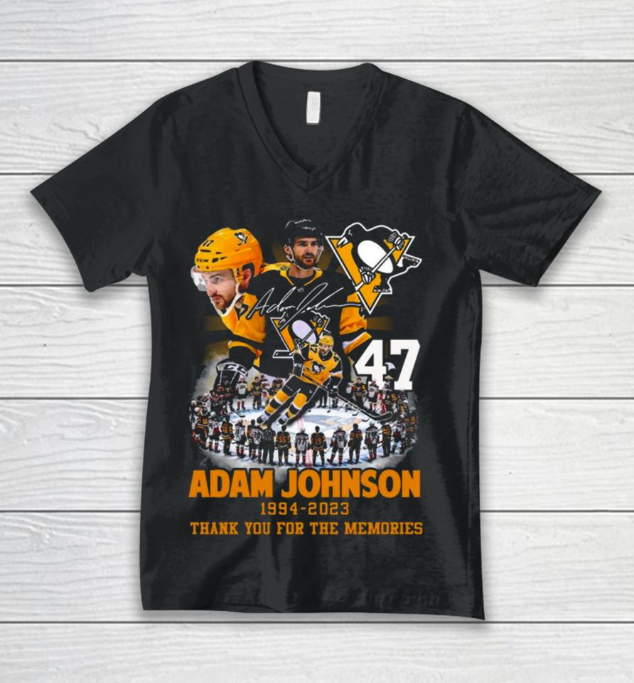 Adam Johnson Pittsburgh Penguins 1994 2023 Thank You For The Memories Signatures Unisex V-Neck T-Shirt