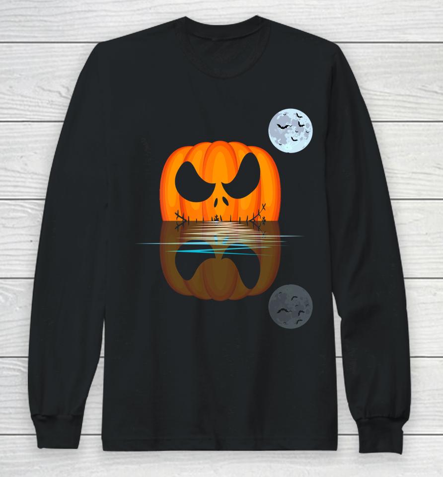 Adult Pumpkin Costume For Halloween Funny Scary Long Sleeve T-Shirt