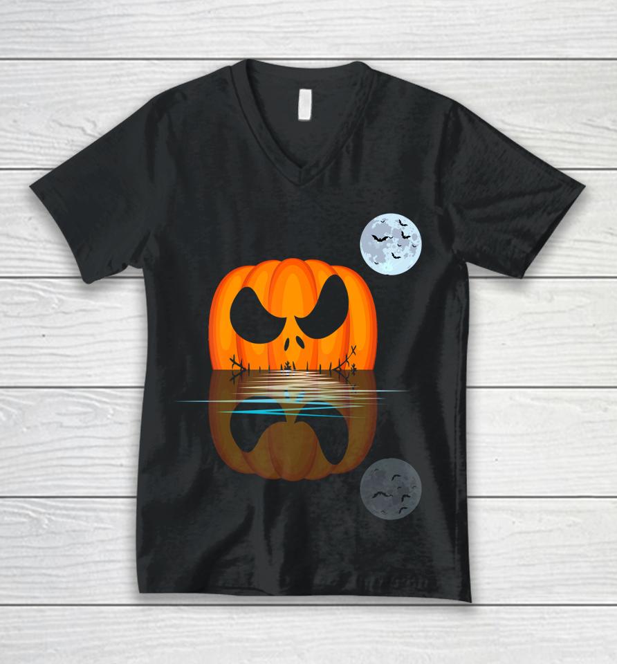 Adult Pumpkin Costume For Halloween Funny Scary Unisex V-Neck T-Shirt