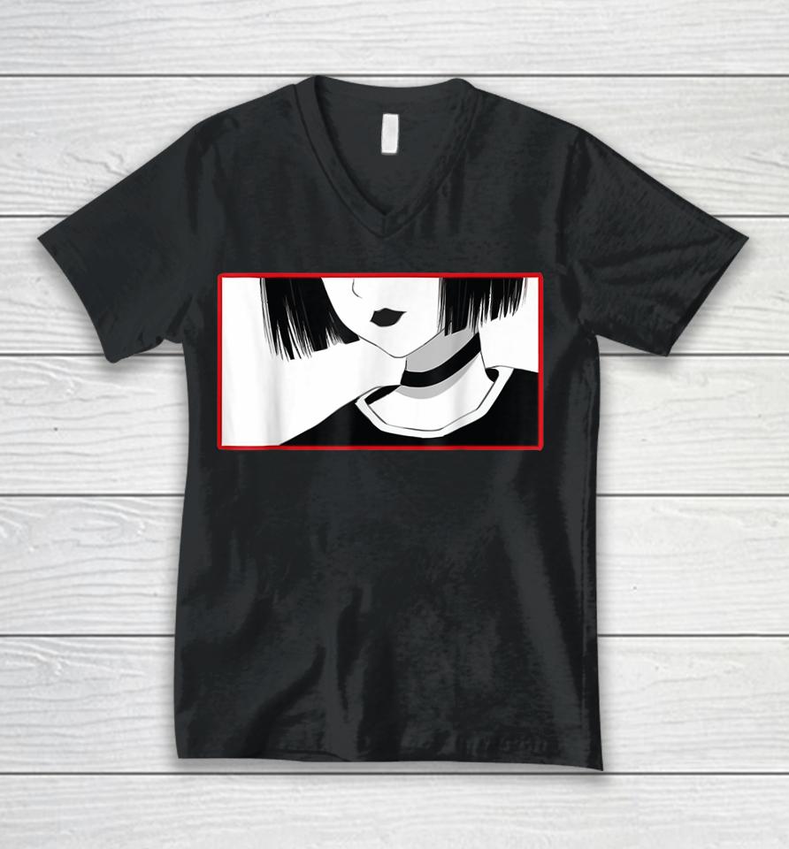 Aesthetic Goth Anime Girl Tee - Soft Grunge Aesthetic Gothic Unisex V-Neck T-Shirt