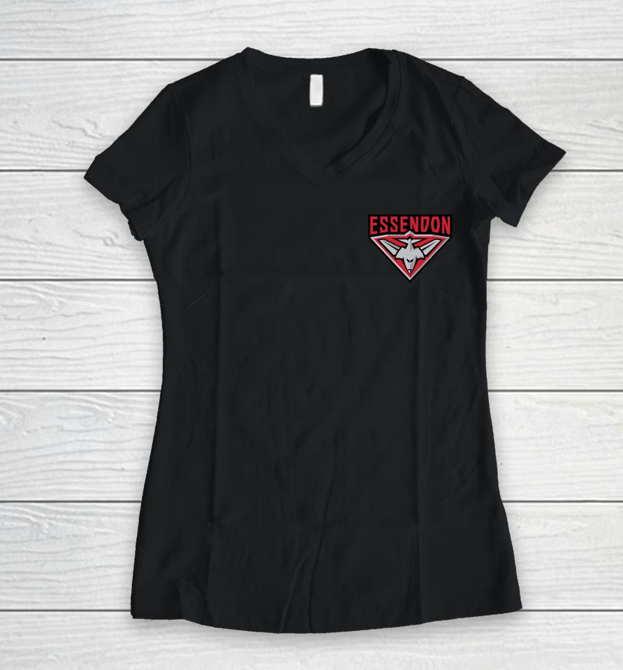 Afl Essendon Football Logo Women V-Neck T-Shirt