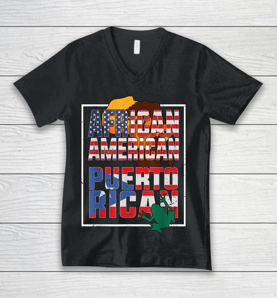 African American And Puerto Rican Flag American Puerto Rican Unisex V-Neck T-Shirt