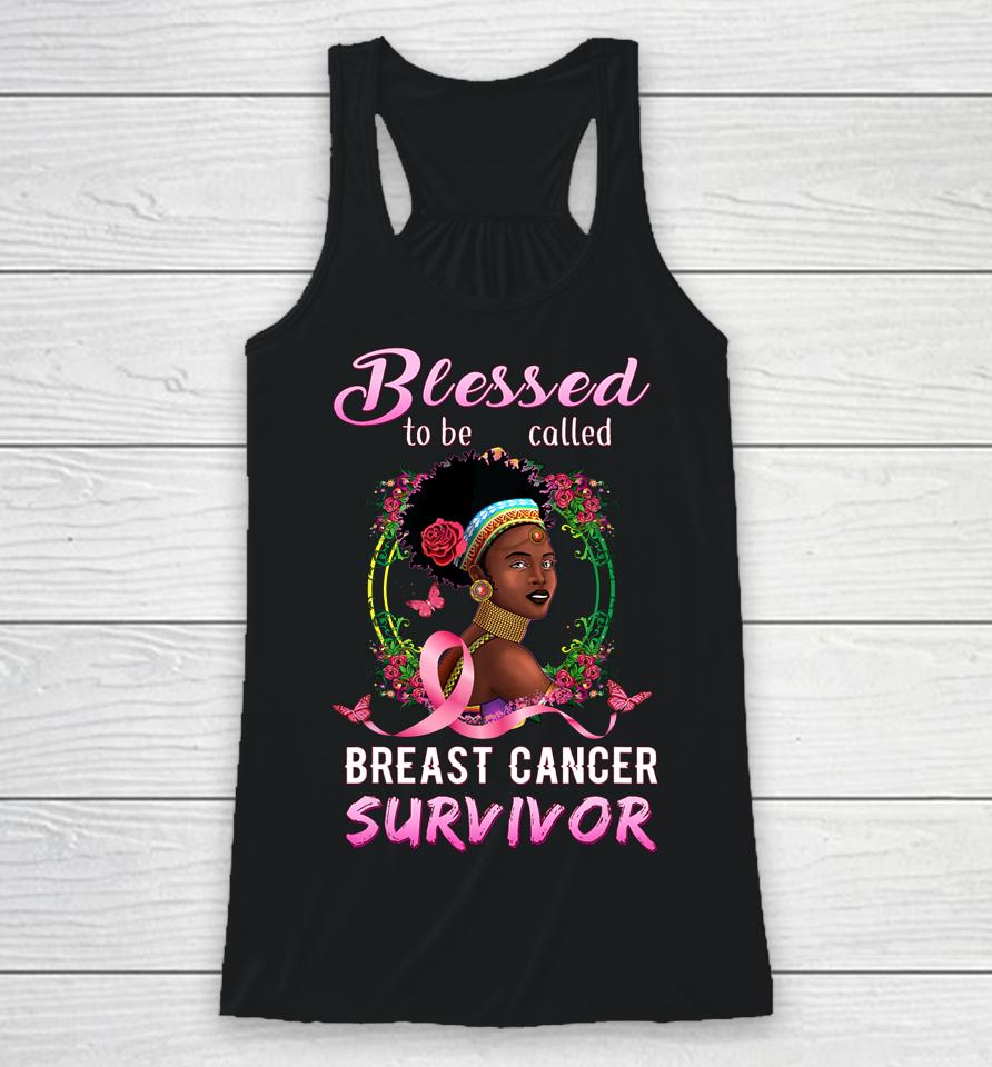 African American Breast Cancer Women Blessed Survivor Racerback Tank
