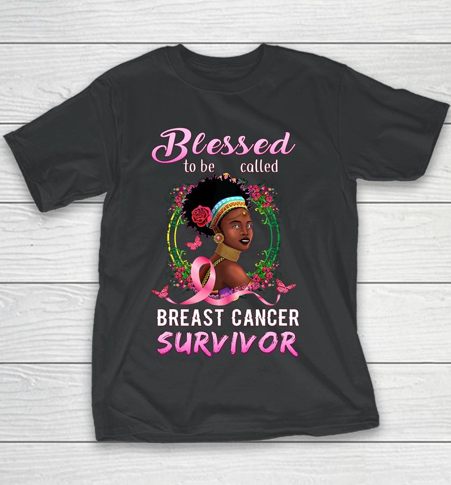 African American Breast Cancer Women Blessed Survivor Youth T-Shirt