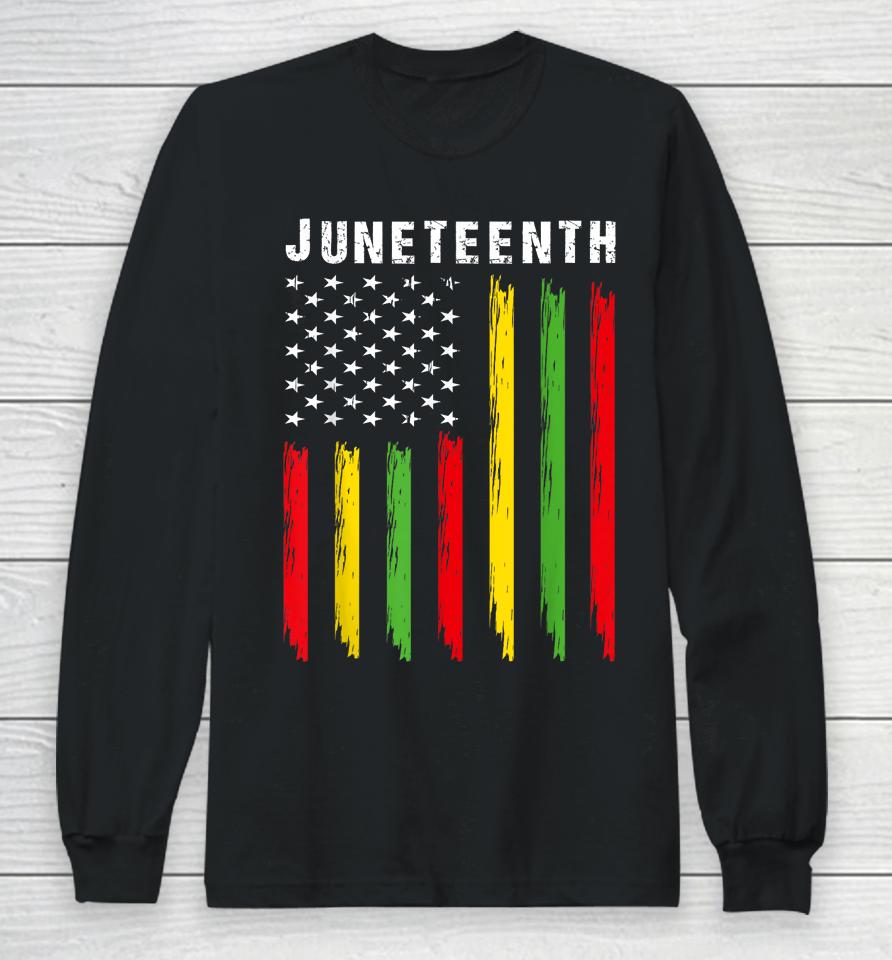 African American Flag Juneteenth Long Sleeve T-Shirt