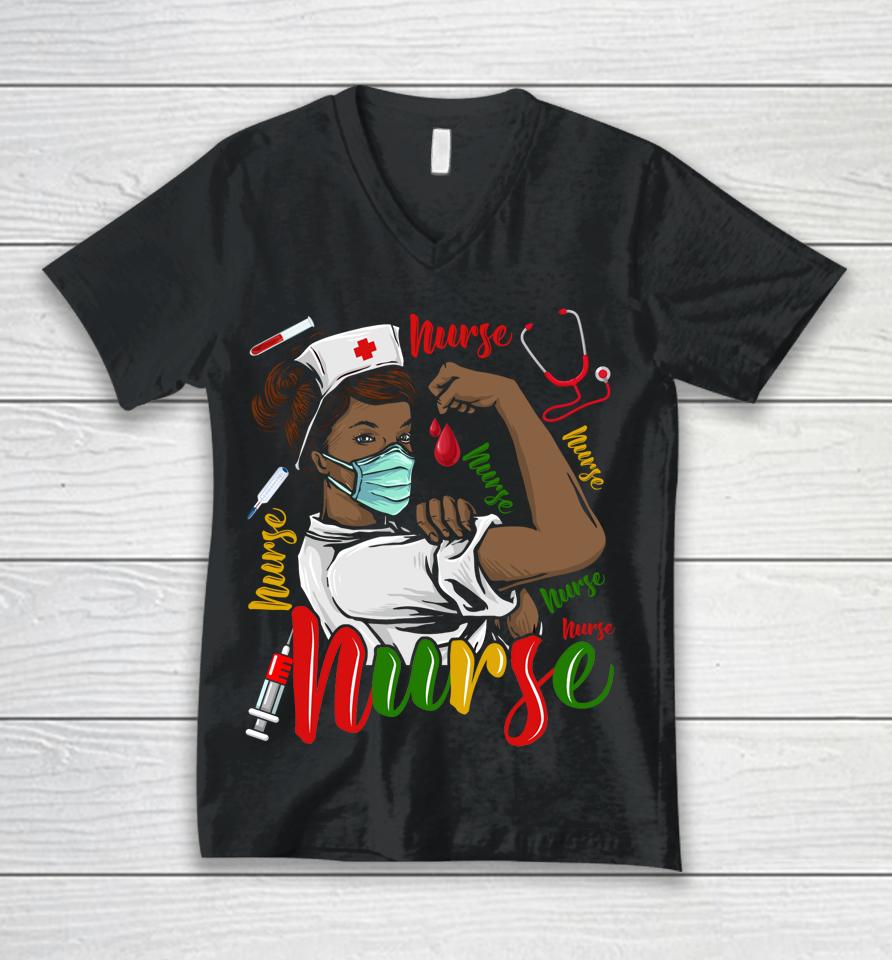 African American Nurse Women Black History Month Pride Unisex V-Neck T-Shirt