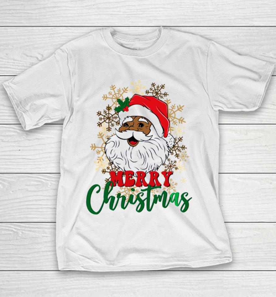 African American Retro Vintage Black Santa Claus Youth T-Shirt