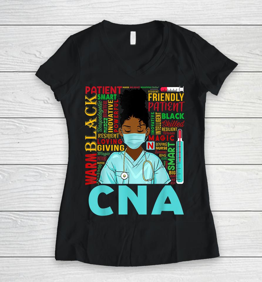 African American Women Black Cna Nurse Black History Month Women V-Neck T-Shirt