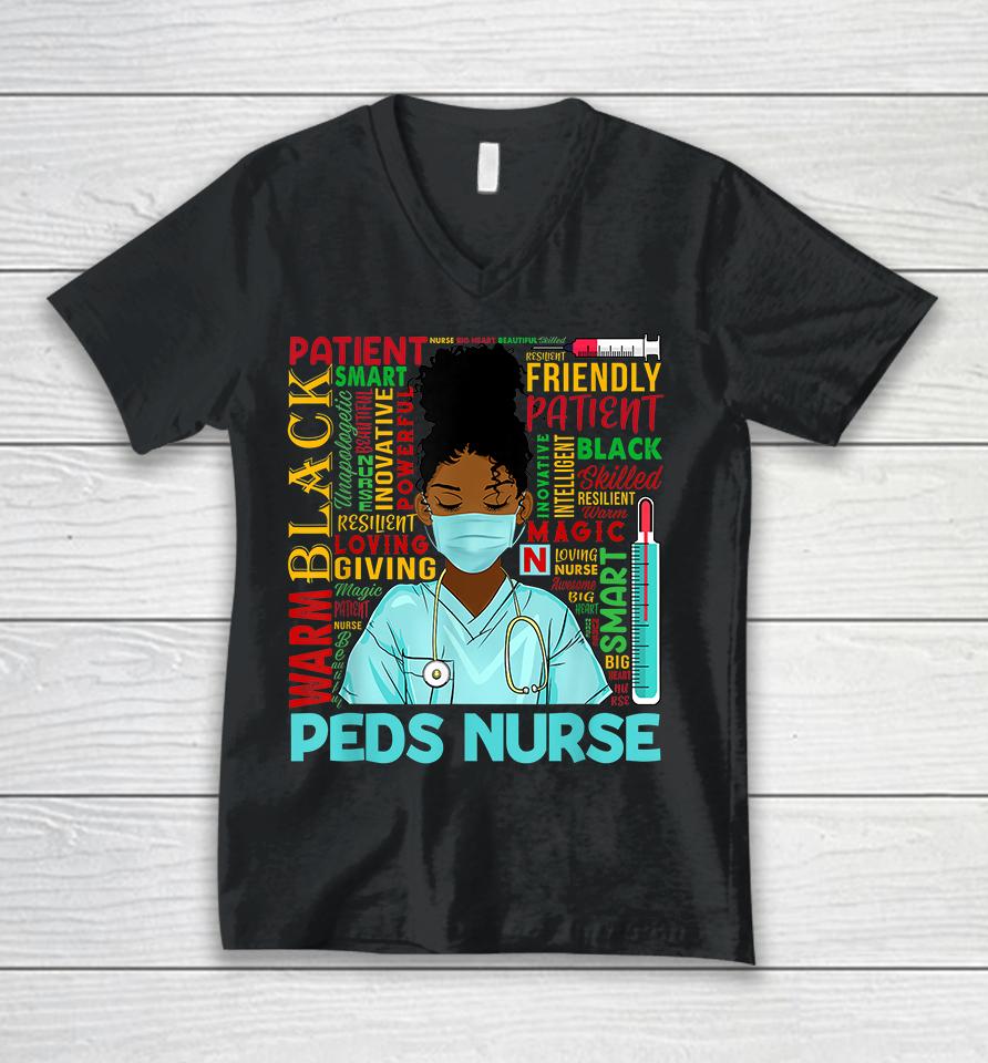 African American Women Black Peds Nurse Black History Month Unisex V-Neck T-Shirt