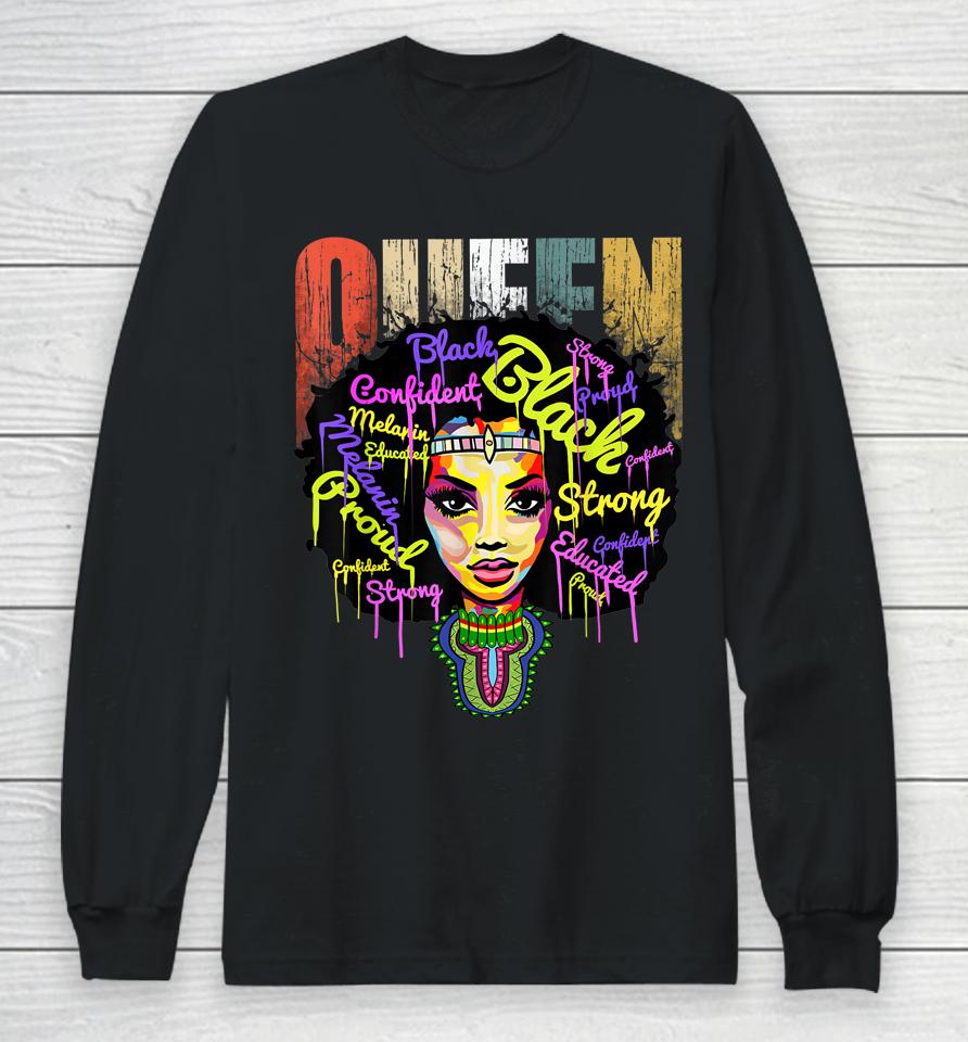 African Queen Educated Black Girl Magic Black History Month Long Sleeve T-Shirt