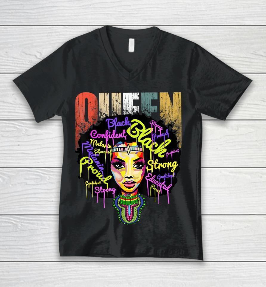 African Queen Educated Black Girl Magic Black History Month Unisex V-Neck T-Shirt