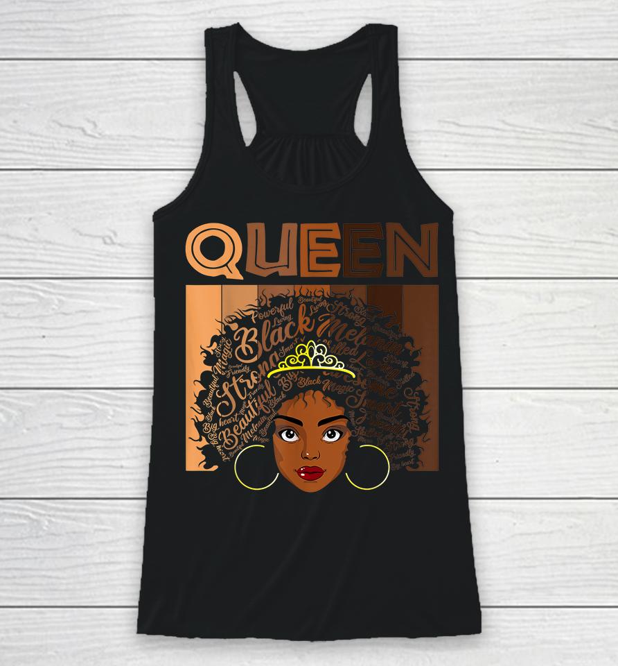 Afro Black Melanin Queen Girl Apparel American African Women Racerback Tank