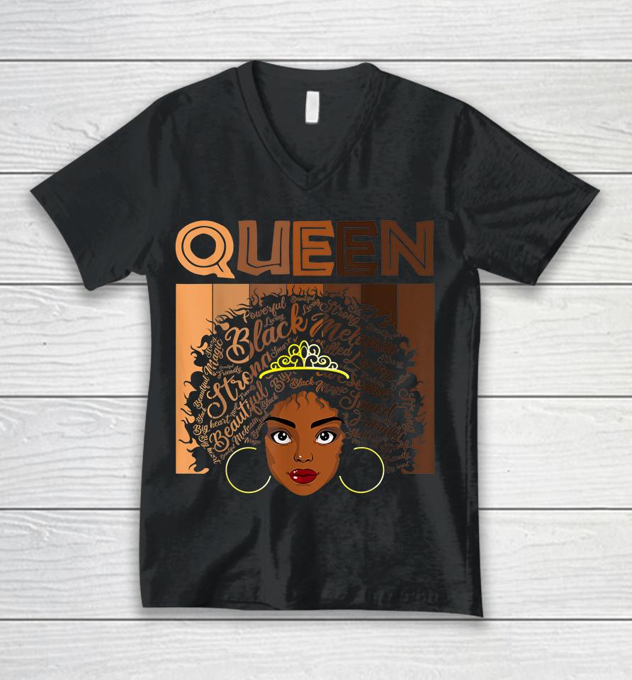 Afro Black Melanin Queen Girl Apparel American African Women Unisex V-Neck T-Shirt