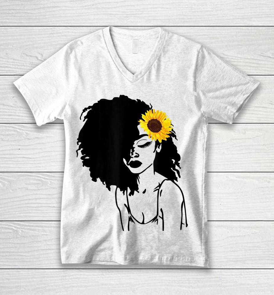 Afro Natural Black Hair Kind Pride African American Unisex V-Neck T-Shirt