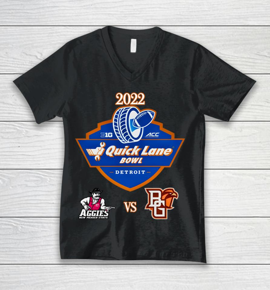 Aggies Of New Mexico Vs Falcons Of Bowling Green Ohio 2022 Quick Lane Bowl Unisex V-Neck T-Shirt