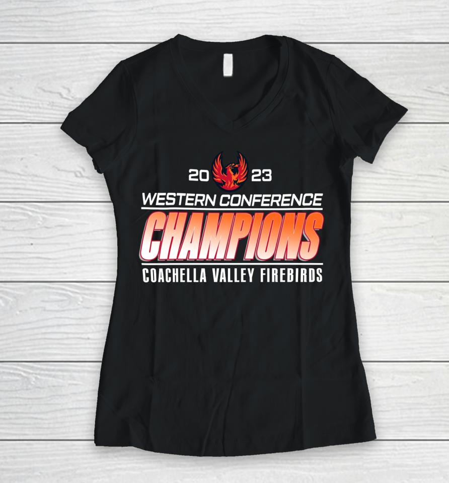 Ahl Store Coachella Valley 2023 Western Conference Champions Women V-Neck T-Shirt