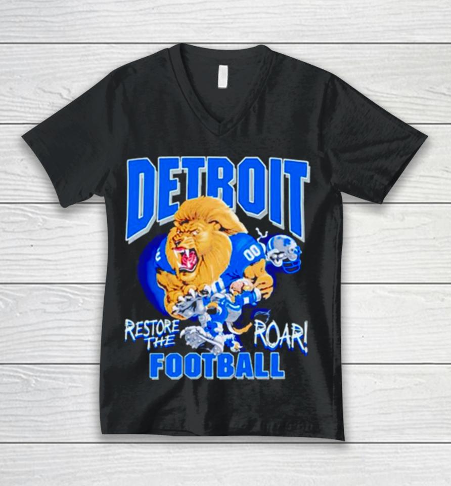 Aidan Hutchinson Restore The Roar Detroit Lions Football Unisex V-Neck T-Shirt