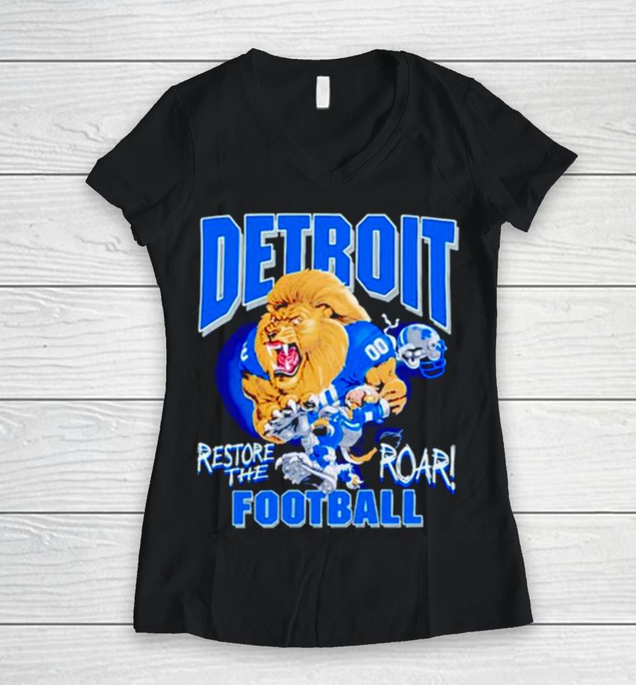 Aidan Hutchinson Restore The Roar Detroit Lions Football Women V-Neck T-Shirt