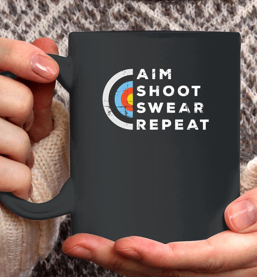 Aim Shoot Swear Repeat Archery Coffee Mug