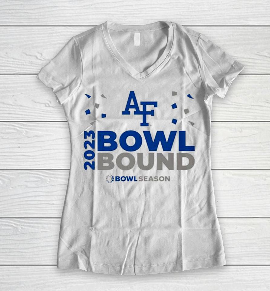 Air Force Falcons 2023 Bowl Bound Bow Season Logo Women V-Neck T-Shirt