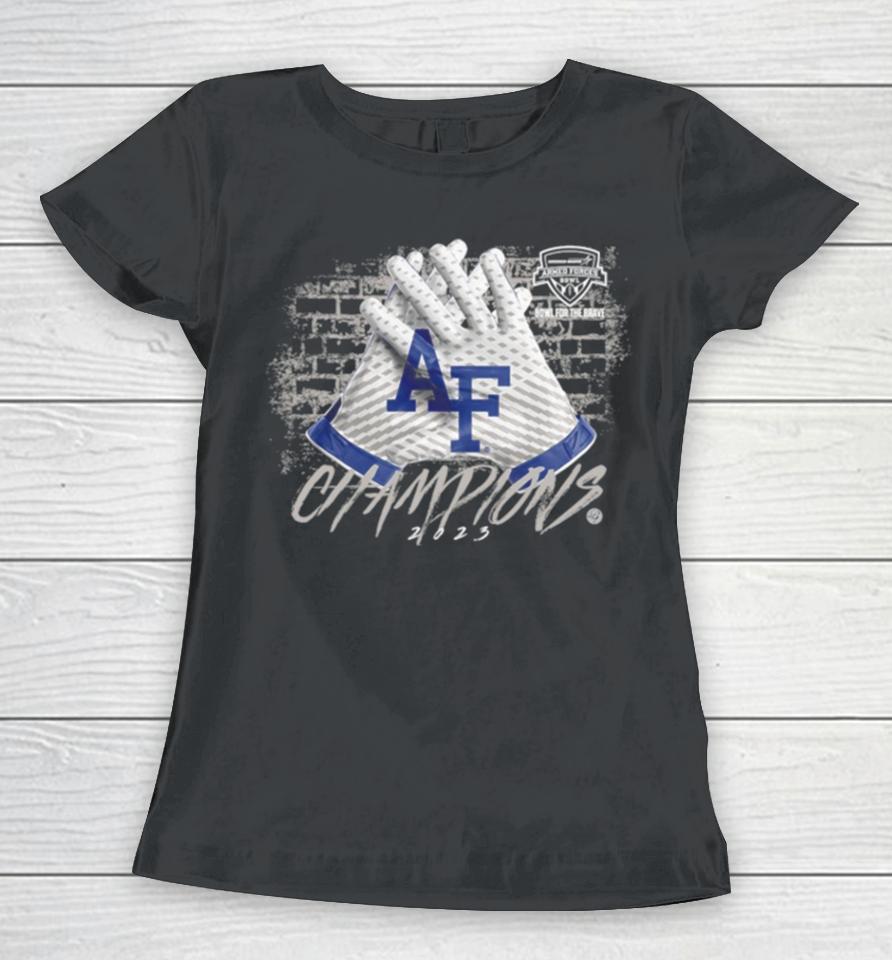 Air Force Falcons 2023 Lockheed Martin Armed Forces Bowl Champions Gloves Women T-Shirt