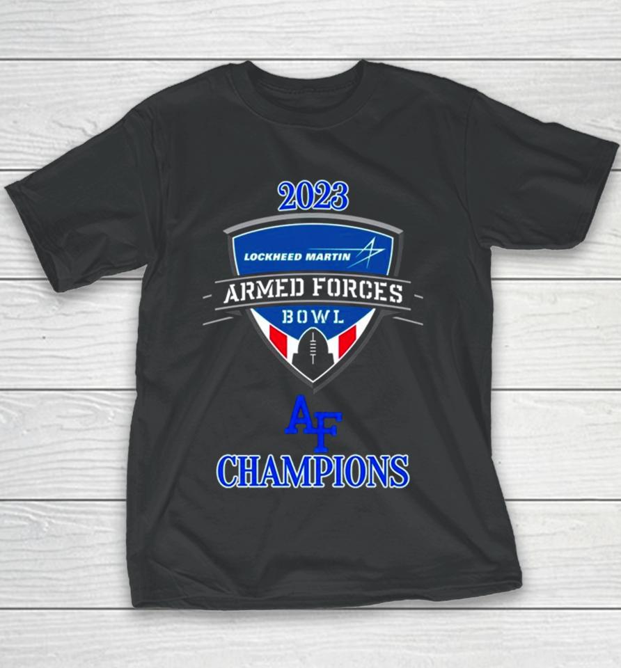 Air Force Falcons 2023 Lockheed Martin Armed Forces Bowl Champions Youth T-Shirt
