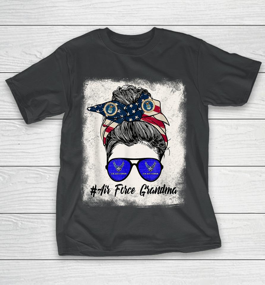 Air Force Grandma Messy Bun Sunglasses Military 4Th Of July T-Shirt