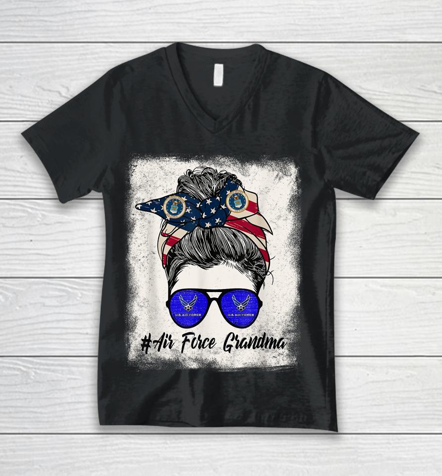 Air Force Grandma Messy Bun Sunglasses Military 4Th Of July Unisex V-Neck T-Shirt