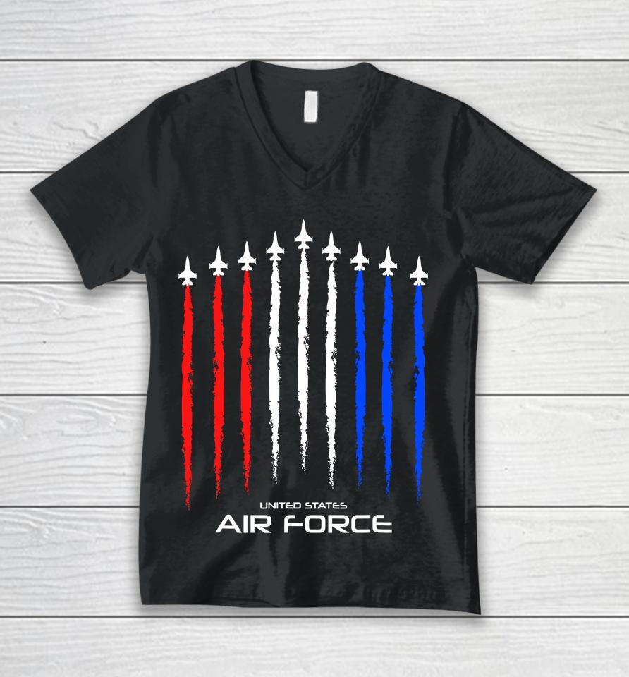 Air Force Us Veterans 4Th Of July American Flag Unisex V-Neck T-Shirt