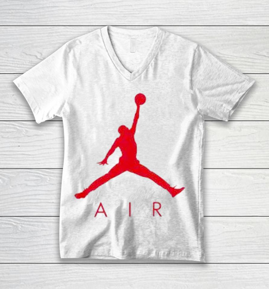 Air Jordan 1 Match Jordan Jumpman Red Logo Unisex V-Neck T-Shirt
