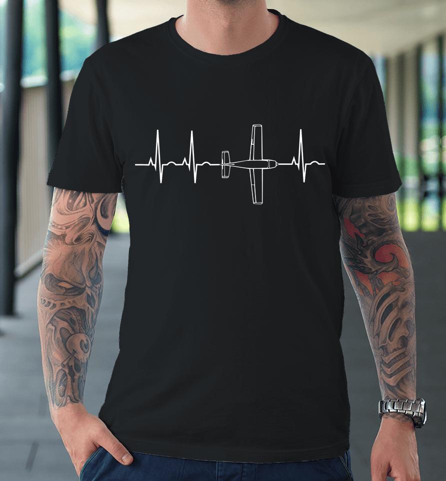 Airplane Pilot Heartbeat Premium T-Shirt