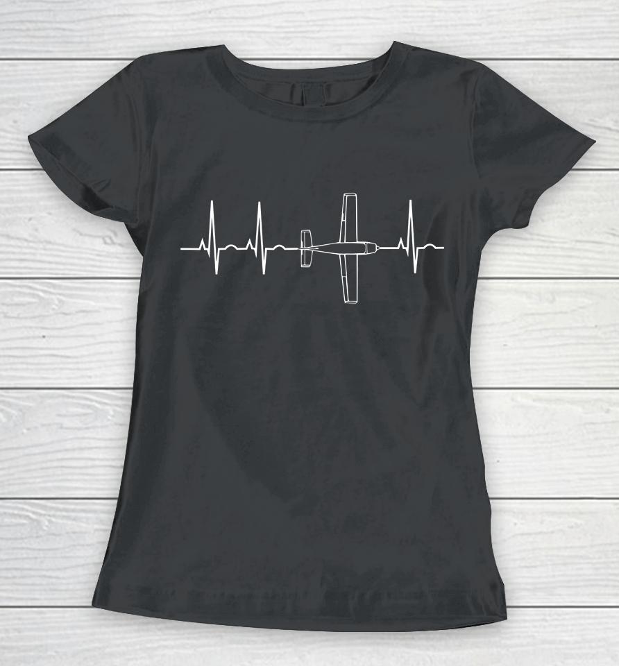 Airplane Pilot Heartbeat Women T-Shirt