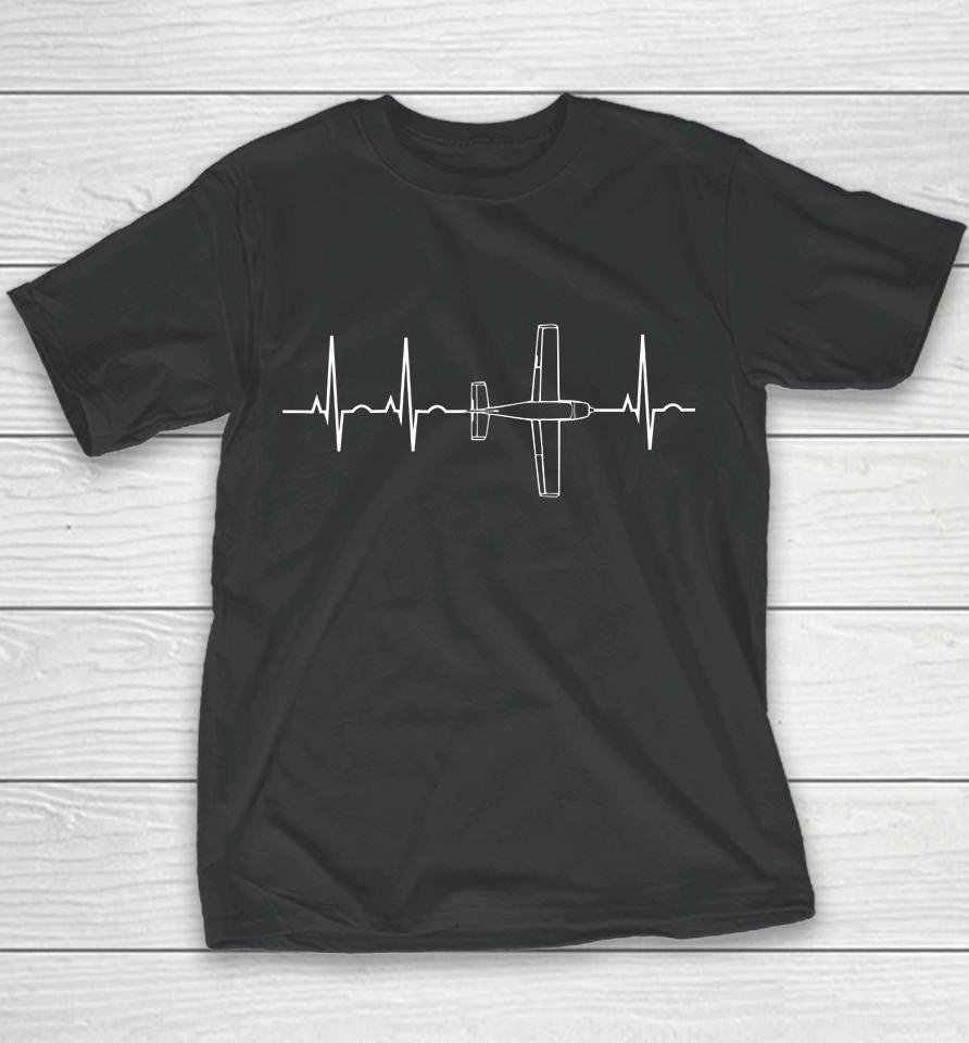 Airplane Pilot Heartbeat Youth T-Shirt