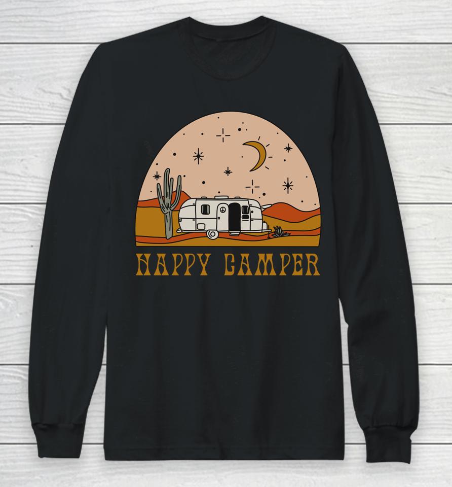 Airstream Desert Starry Sky Camping Rving Happy Camper Long Sleeve T-Shirt