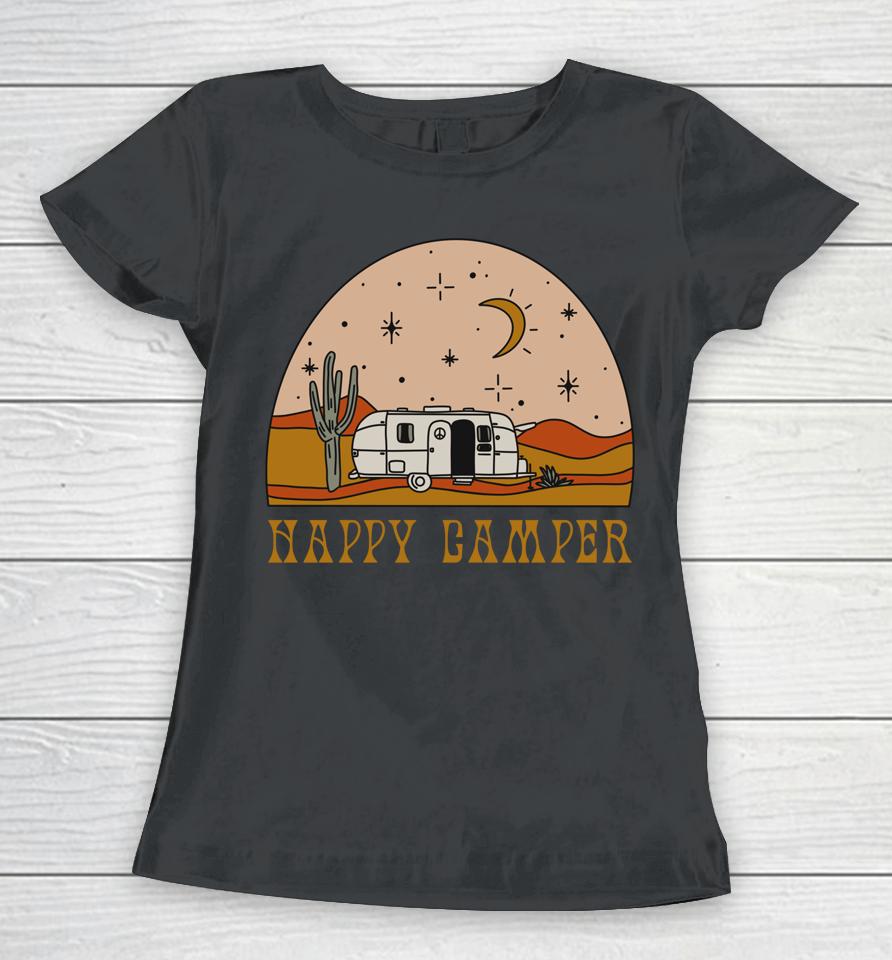 Airstream Desert Starry Sky Camping Rving Happy Camper Women T-Shirt