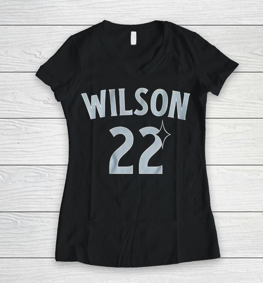 A’ja Wilson Las Vegas Aces Number 22 Women V-Neck T-Shirt