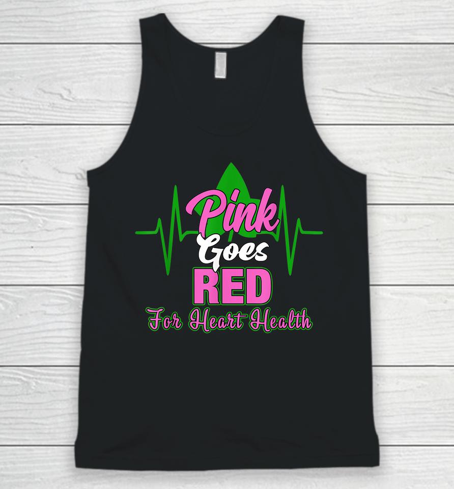 Aka Pink Goes Red For Heart Health Awareness Unisex Tank Top